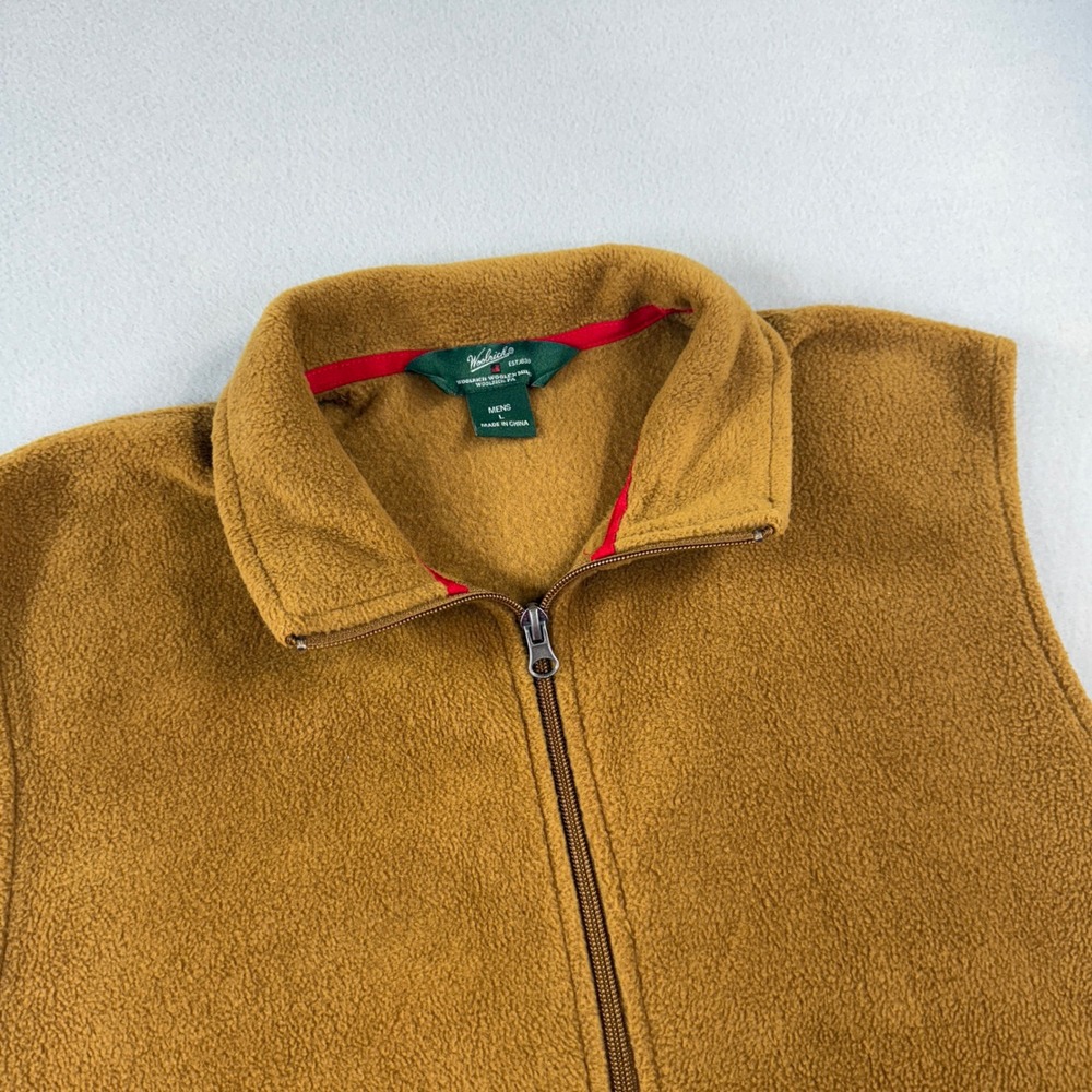 Woolrich Fleece Vest Mens Full Zip Adjustable Hem Chicory Brown Large